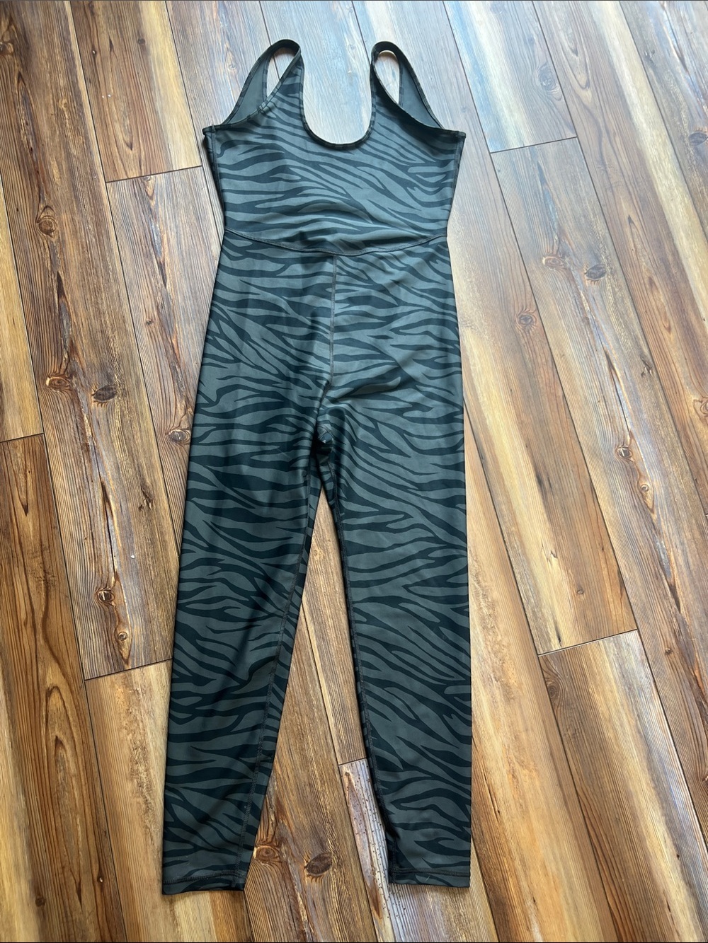Old Navy Black & Dark Gray Zebra Print Full-Length Jumpsuit